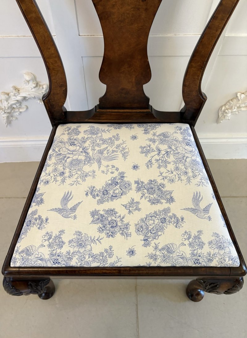 Superb Quality Set of 6 Antique Victorian Carved Burr Walnut Dining Chairs - Image 8